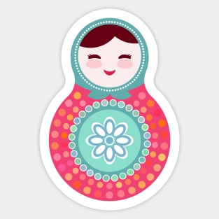 Russian dolls matryoshka (background, pink and blue colors) Sticker